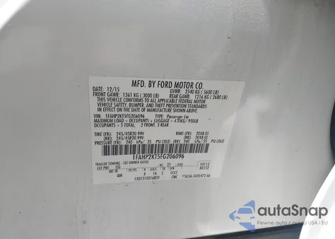 2015 Ford Taurus Sho from USA, damaged, VIN 1FAHP2KT5FG206096